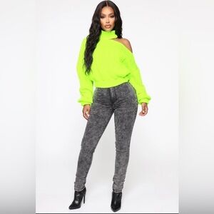 Fashion Nova Cut Me Off Sweater Neon Yellow size 1X